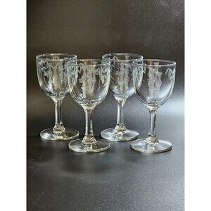 4 Sasaki Bamboo Cocktail Glasses 4.24" sweet wine cocktail 1950s vtg  Japan 3oz